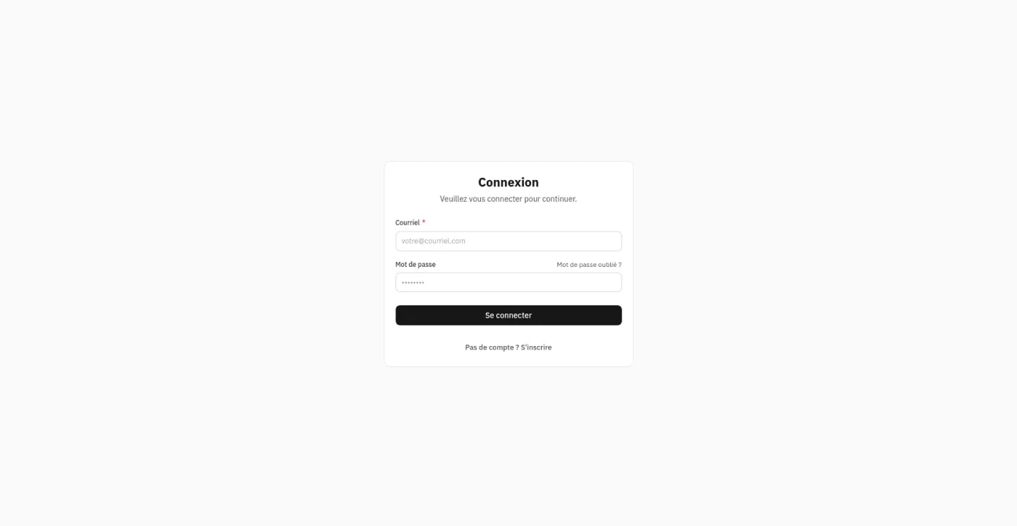 La page de connexion livrée par le core